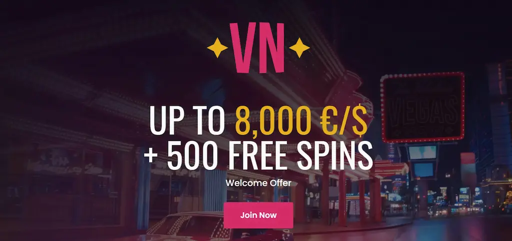 Vegas Now Online Casino Startseite mit Bonusangebot